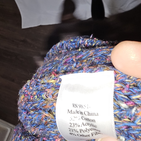 Coldwater Creek XL Cotton Blend VNeck Muticolored Purple Sweater - Picture 6 of 6